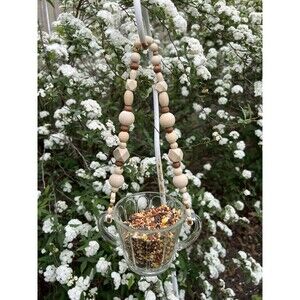 Hanging Beaded  Bird Feeder Garden Art Boho Style